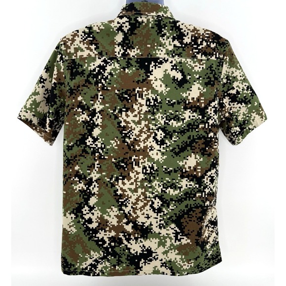 Dogg Supply by Snoop Dogg Men's L Short Sleeve Shirt Digi Camo Green Stretch - Picture 3 of 11